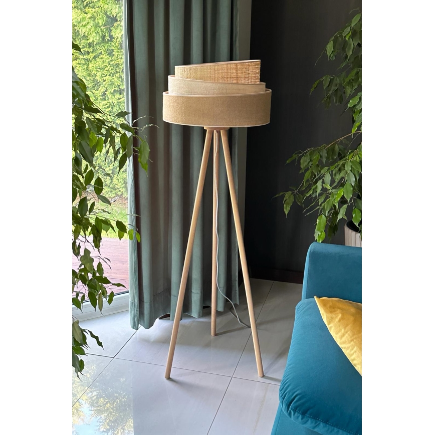 Duolla - Podna lampa YUTE TRIO 1xE27/15W/230V pr. 45 cm braon/sivo/bež
