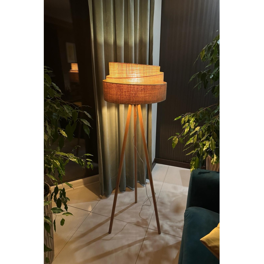 Duolla - Podna lampa YUTE TRIO 1xE27/15W/230V pr. 45 cm braon/sivo/bež