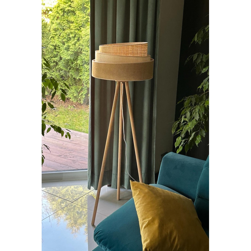 Duolla - Podna lampa YUTE TRIO 1xE27/15W/230V pr. 45 cm braon/sivo/bež