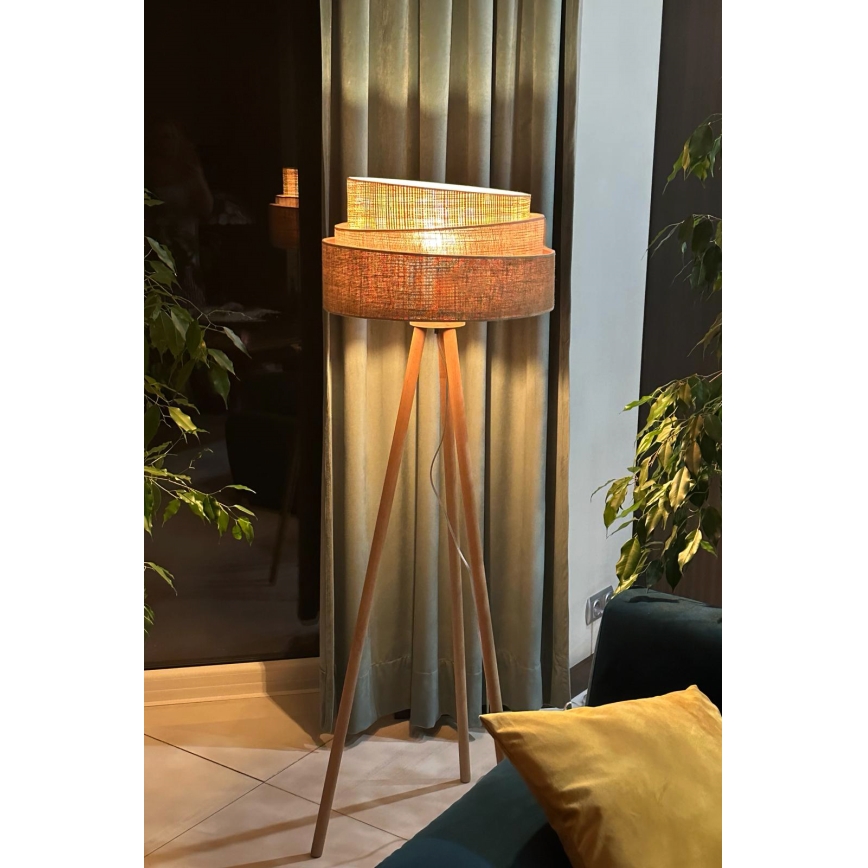 Duolla - Podna lampa YUTE TRIO 1xE27/15W/230V prečnik 45 cm braon/siva/bež