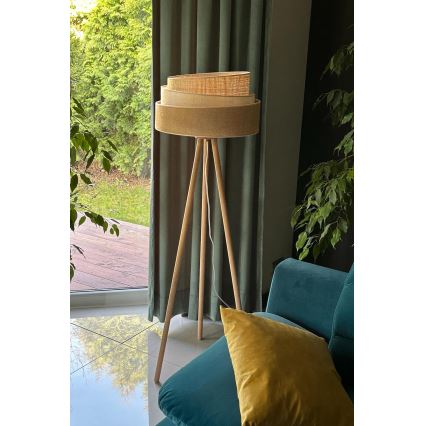 Duolla - Podna lampa YUTE TRIO 1xE27/15W/230V prečnik 45 cm braon/siva/bež