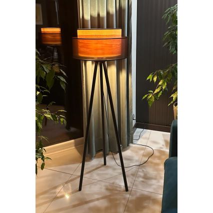 Duolla - Stojeća lampa WOOD BOHO 1xE27/15W/230V prečnik 45 cm crna/bež