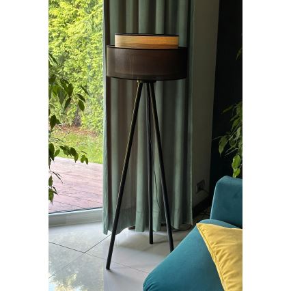 Duolla - Stojeća lampa WOOD BOHO 1xE27/15W/230V prečnik 45 cm crna/bež