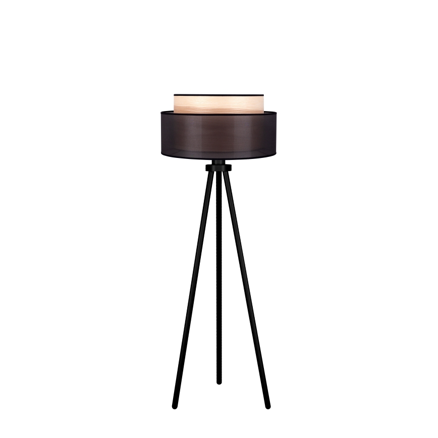 Duolla - Stojeća lampa WOOD BOHO 1xE27/15W/230V prečnik 45 cm crna/bež