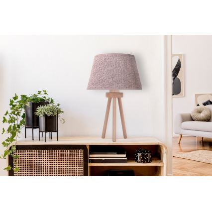 Duolla - Stolna lampa BOUCLE 1xE27/15W/230V prečnik 28 cm braon/drvo