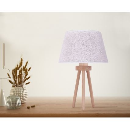 Duolla - Stona lampa BOUCLE 1xE27/15W/230V pr. 28 cm bela/drvo