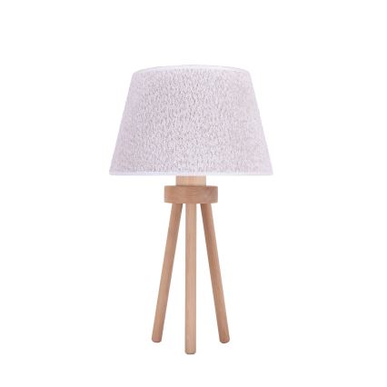 Duolla - Stona lampa BOUCLE 1xE27/15W/230V pr. 28 cm bela/drvo