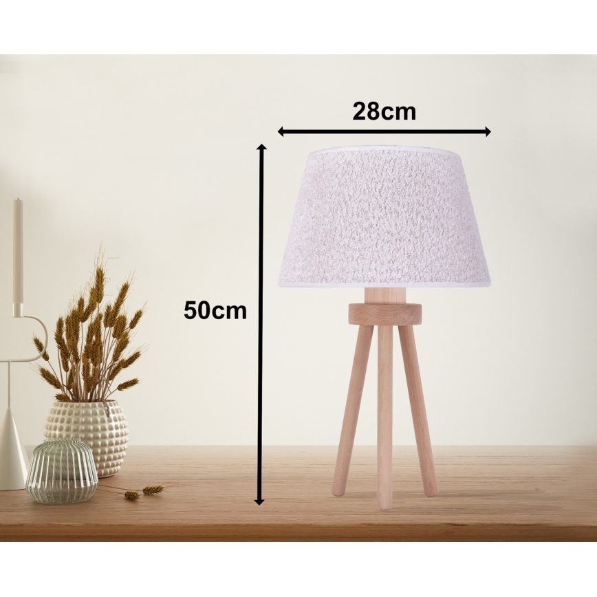 Duolla - Stona lampa BOUCLE 1xE27/15W/230V pr. 28 cm bela/drvo