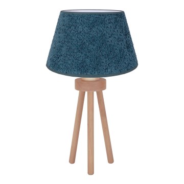 Duolla - Stona lampa BOUCLE 1xE27/15W/230V pr. 28 cm tirkizna/drvo