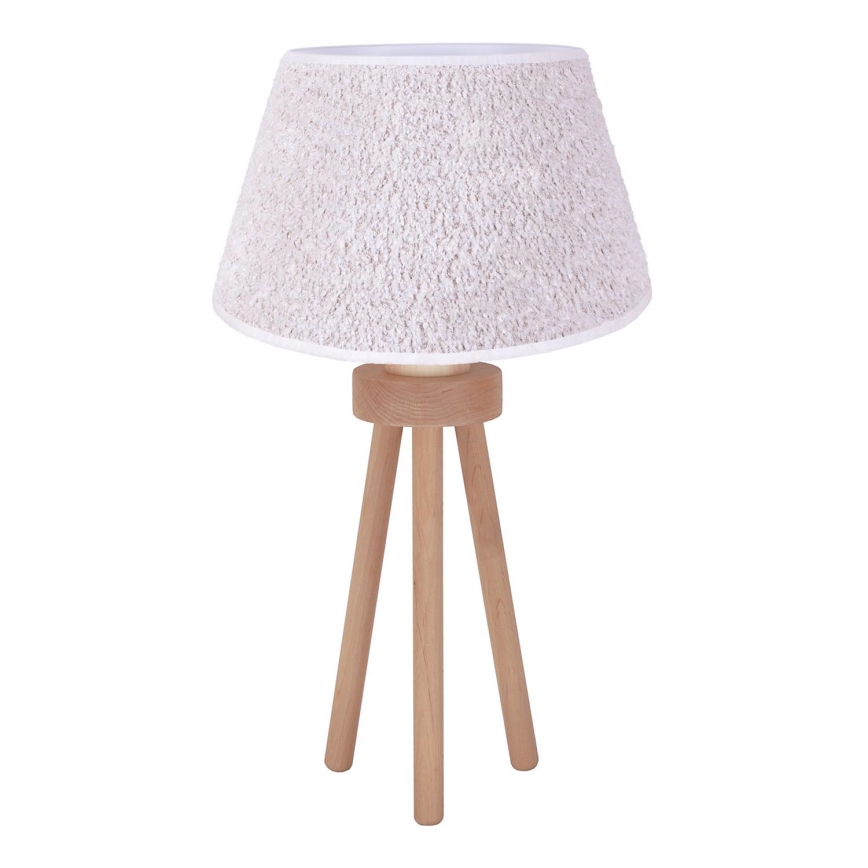 Duolla - Stona lampa BOUCLE 1xE27/15W/230V, prečnik 28 cm, bela/drvo