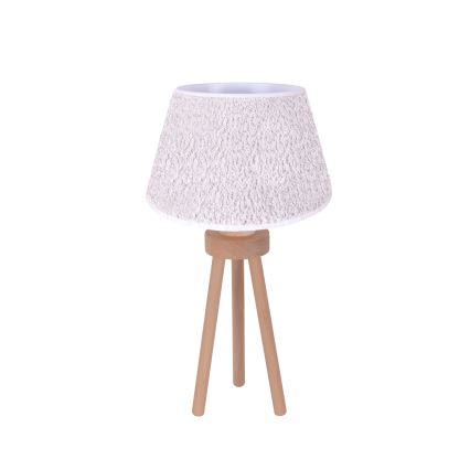 Duolla - Stona lampa BOUCLE 1xE27/15W/230V, prečnik 28 cm, bela/drvo