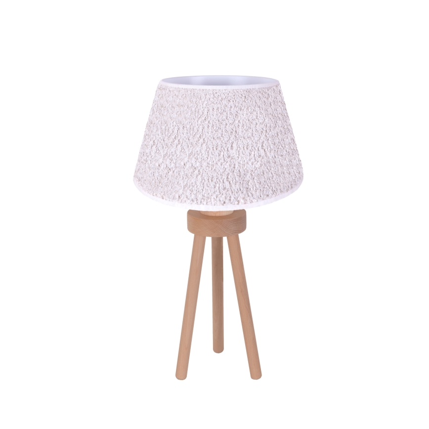 Duolla - Stona lampa BOUCLE 1xE27/15W/230V, prečnik 28 cm, bela/drvo