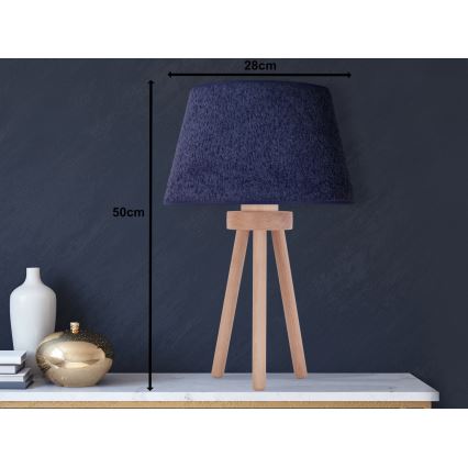 Duolla - Stona lampa BOUCLE 1xE27/15W/230V, prečnik 28 cm, plava/drvo