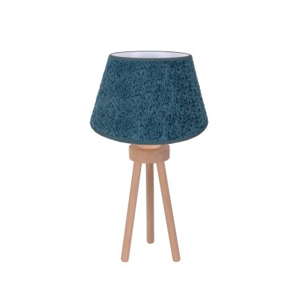 Duolla - Stona lampa BOUCLE 1xE27/15W/230V prečnik 28 cm tirkizna/drvo