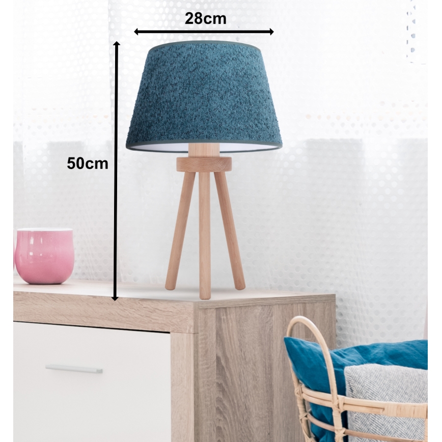 Duolla - Stona lampa BOUCLE 1xE27/15W/230V prečnik 28 cm tirkizna/drvo
