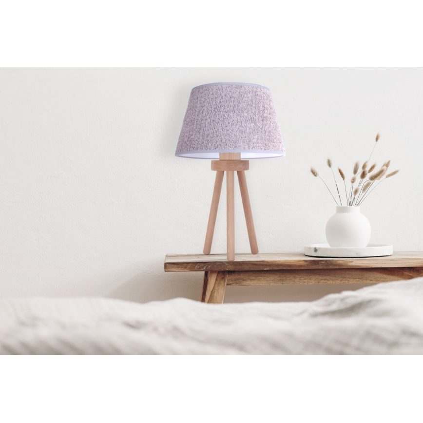 Duolla - Stona lampa BOUCLE 1xE27/15W/230V Ø 28 cm siva/drvo