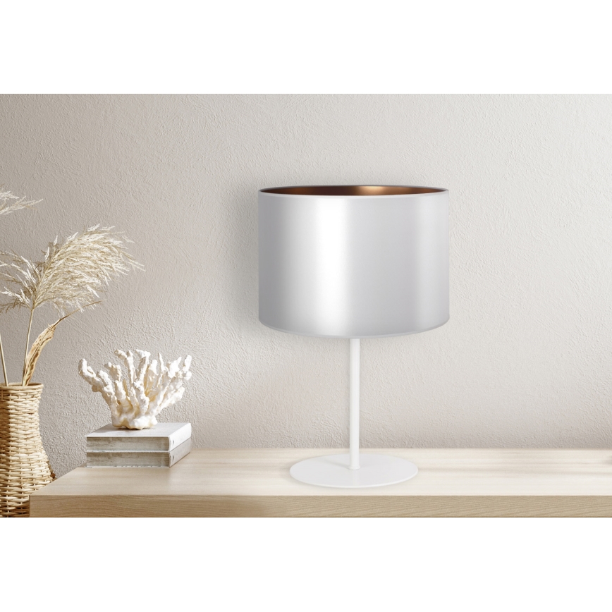 Duolla - Stona lampa CANNES 1xE14/15W/230V, prečnika 20 cm, srebrna/bakarna/bela