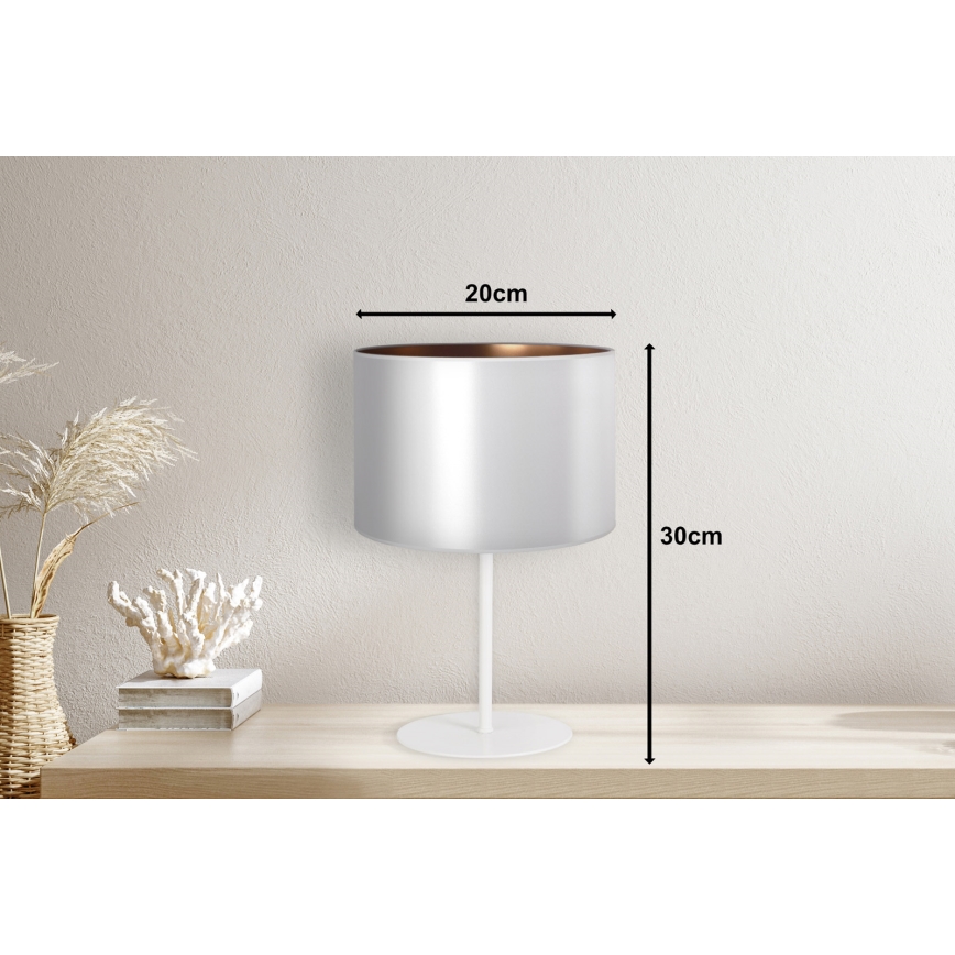 Duolla - Stona lampa CANNES 1xE14/15W/230V, prečnika 20 cm, srebrna/bakarna/bela