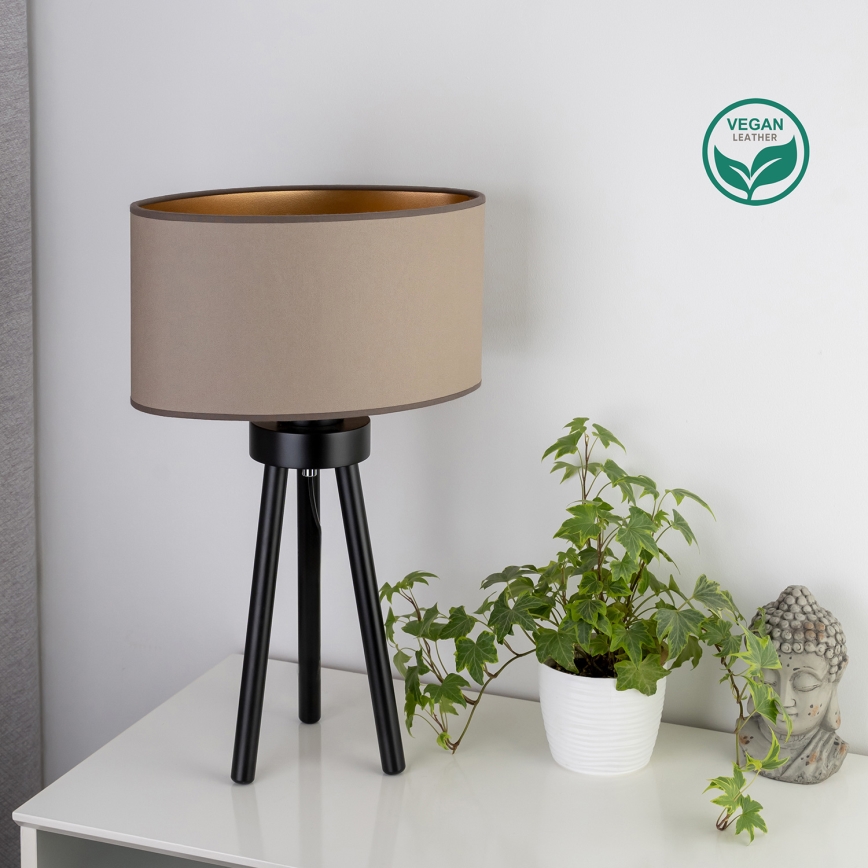 Duolla - Stona lampa OVAL VEGAN 1xE27/15W/230V pr. 30 cm bež