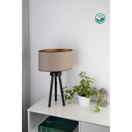 Duolla - Stona lampa OVAL VEGAN 1xE27/15W/230V pr. 30 cm bež