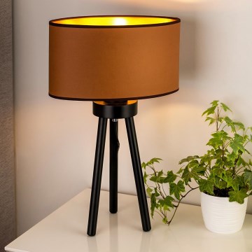 Duolla - Stona lampa OVAL VEGAN 1xE27/15W/230V pr. 30 cm braon