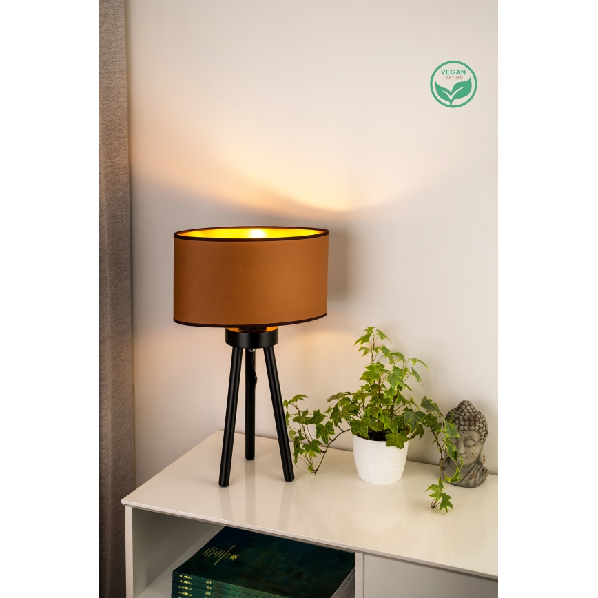 Duolla - Stona lampa OVAL VEGAN 1xE27/15W/230V pr. 30 cm braon