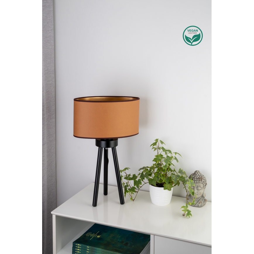 Duolla - Stona lampa OVAL VEGAN 1xE27/15W/230V pr. 30 cm braon