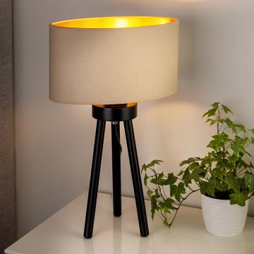 Duolla - Stona lampa OVAL VEGAN 1xE27/15W/230V pr. 30 cm kremasta
