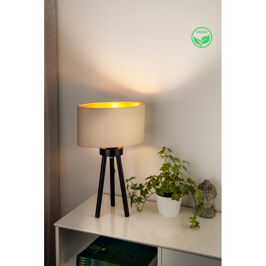 Duolla - Stona lampa OVAL VEGAN 1xE27/15W/230V pr. 30 cm kremasta