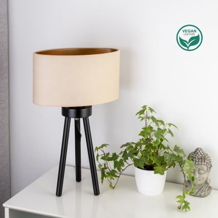 Duolla - Stona lampa OVAL VEGAN 1xE27/15W/230V pr. 30 cm kremasta