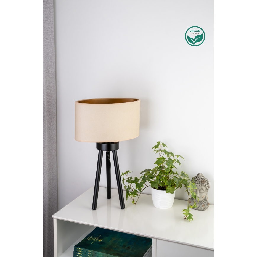 Duolla - Stona lampa OVAL VEGAN 1xE27/15W/230V pr. 30 cm kremasta