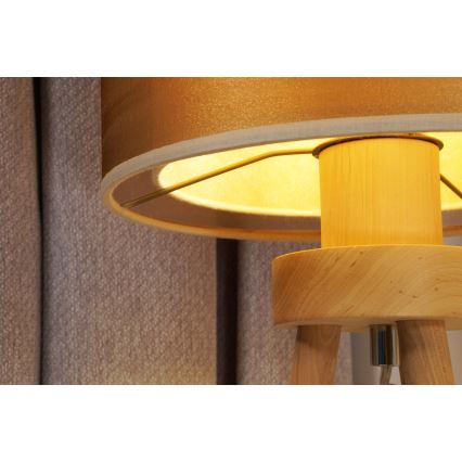 Duolla - Stona lampa WOOD BOHO 1xE27/15W/230V pr. 25 cm bakrena/braon/bež