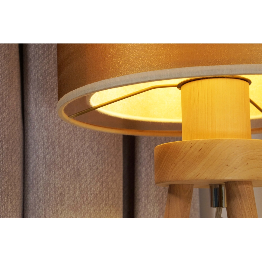 Duolla - Stona lampa WOOD BOHO 1xE27/15W/230V pr. 25 cm bakrena/braon/bež