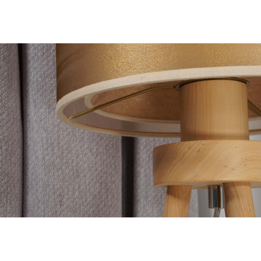 Duolla - Stona lampa WOOD BOHO 1xE27/15W/230V pr. 25 cm bakrena/braon/bež