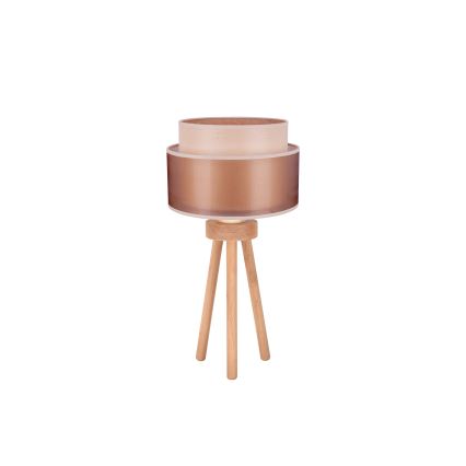 Duolla - Stona lampa WOOD BOHO 1xE27/15W/230V pr. 25 cm bakrena/braon/bež