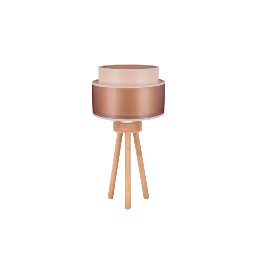 Duolla - Stona lampa WOOD BOHO 1xE27/15W/230V pr. 25 cm bakrena/braon/bež