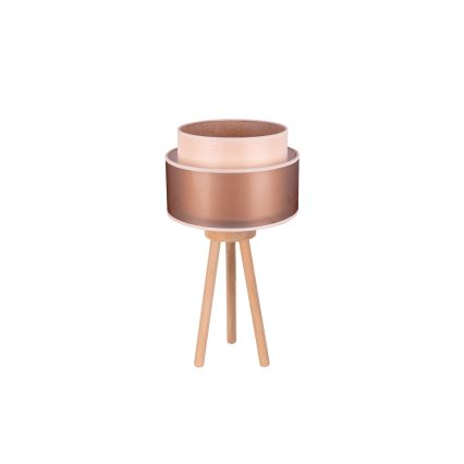 Duolla - Stona lampa WOOD BOHO 1xE27/15W/230V pr. 25 cm bakrena/braon/bež