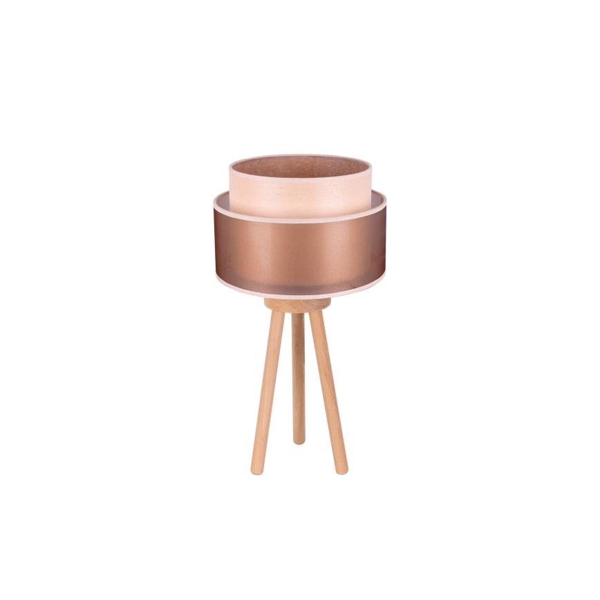 Duolla - Stona lampa WOOD BOHO 1xE27/15W/230V pr. 25 cm bakrena/braon/bež