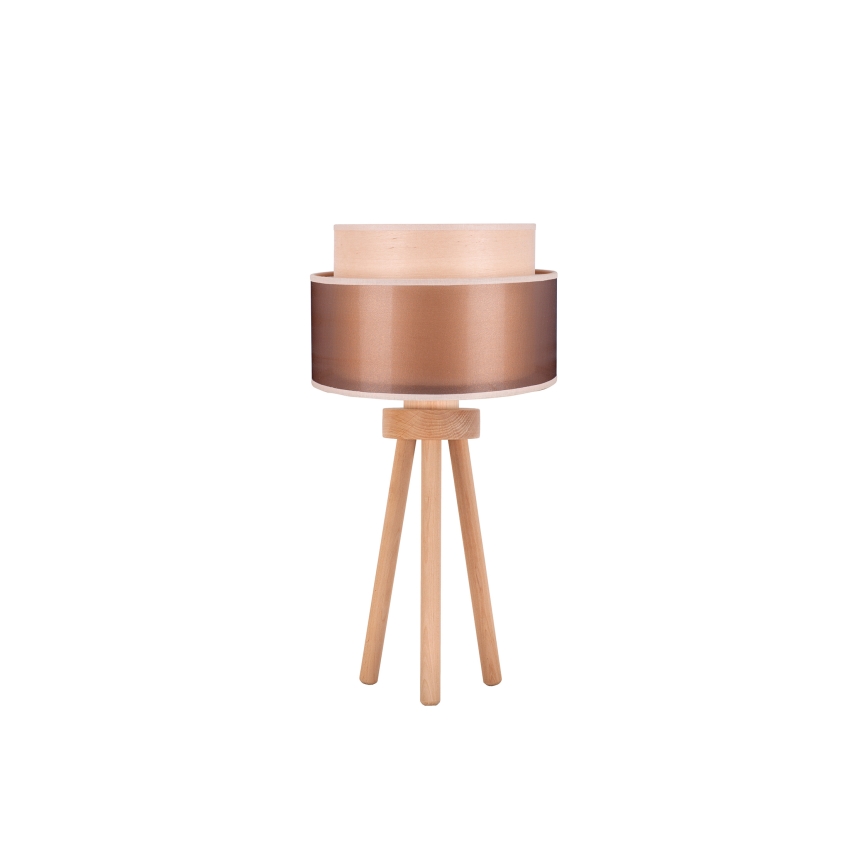 Duolla - Stona lampa WOOD BOHO 1xE27/15W/230V pr. 25 cm bakrena/braon/bež