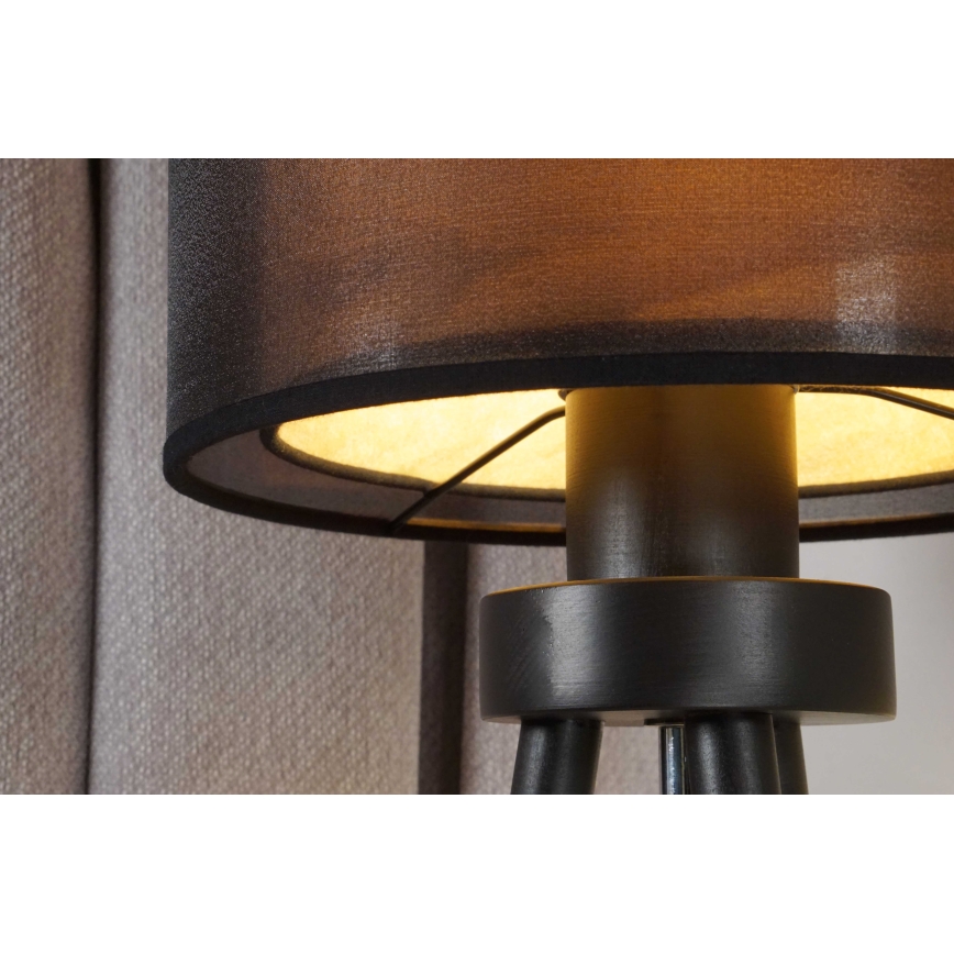 Duolla - Stona lampa WOOD BOHO 1xE27/15W/230V pr. 25 cm crno/bež
