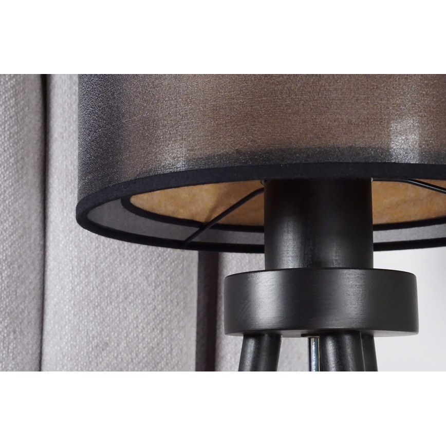 Duolla - Stona lampa WOOD BOHO 1xE27/15W/230V pr. 25 cm crno/bež