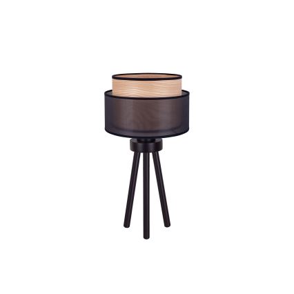 Duolla - Stona lampa WOOD BOHO 1xE27/15W/230V pr. 25 cm crno/bež