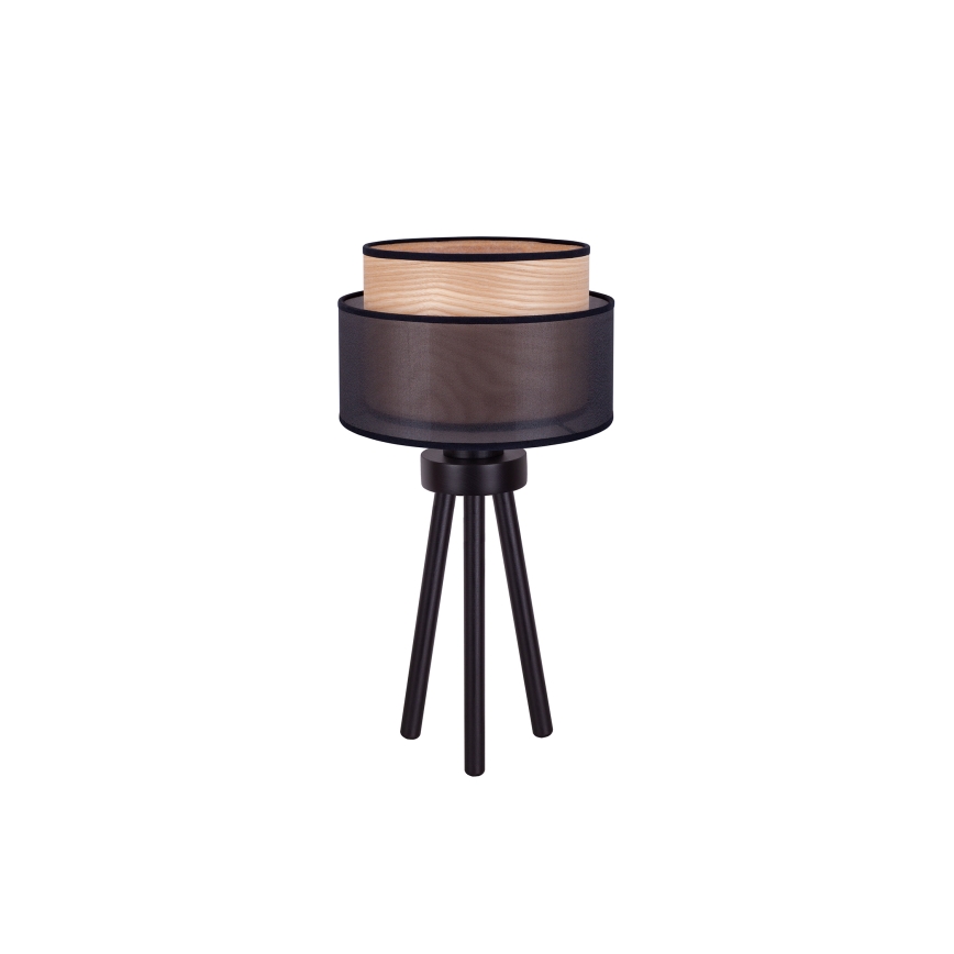 Duolla - Stona lampa WOOD BOHO 1xE27/15W/230V pr. 25 cm crno/bež