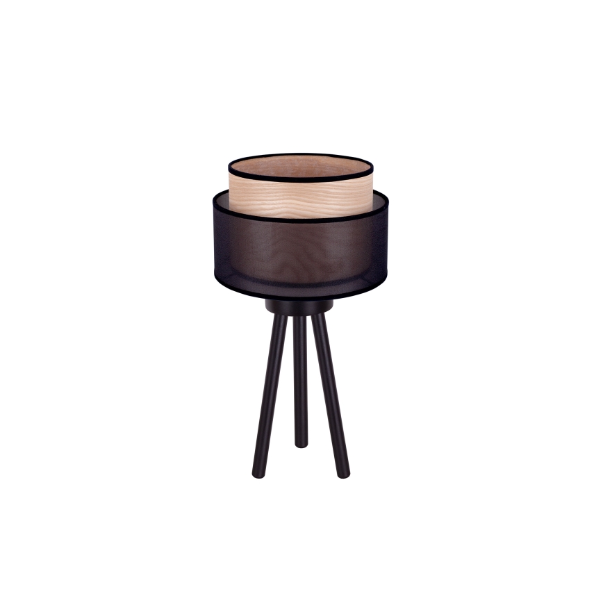 Duolla - Stona lampa WOOD BOHO 1xE27/15W/230V pr. 25 cm crno/bež