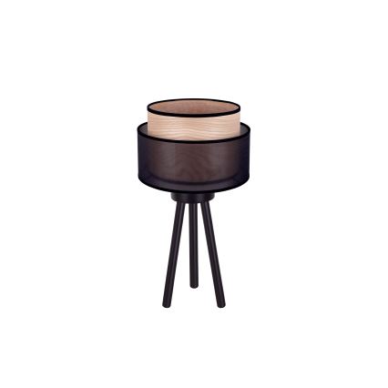 Duolla - Stona lampa WOOD BOHO 1xE27/15W/230V, prečnik 25 cm, crna/bež