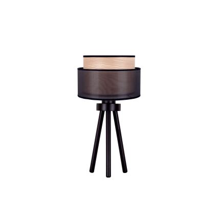 Duolla - Stona lampa WOOD BOHO 1xE27/15W/230V, prečnik 25 cm, crna/bež