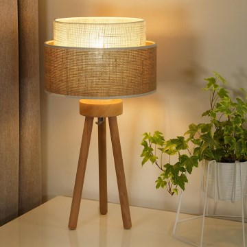 Duolla - Stona lampa YUTE BOHO 1xE27/15W/230V pr. 25 cm braon/kremasta