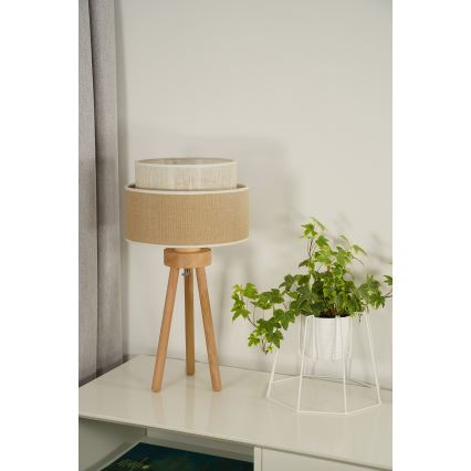Duolla - Stona lampa YUTE BOHO 1xE27/15W/230V pr. 25 cm braon/kremasta