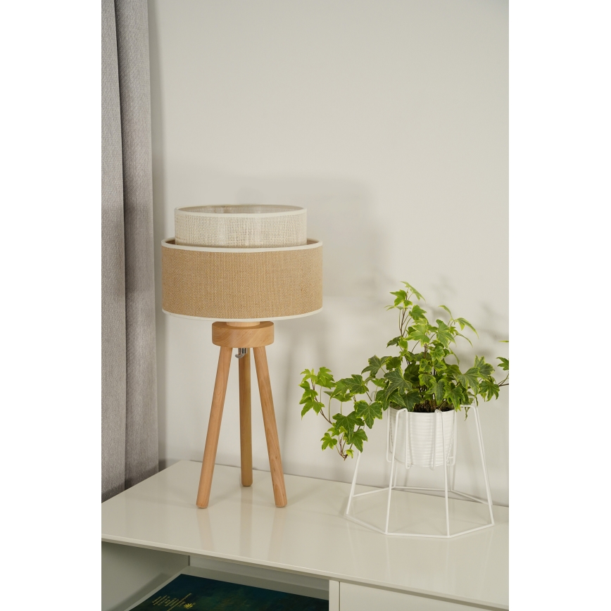 Duolla - Stona lampa YUTE BOHO 1xE27/15W/230V pr. 25 cm braon/kremasta