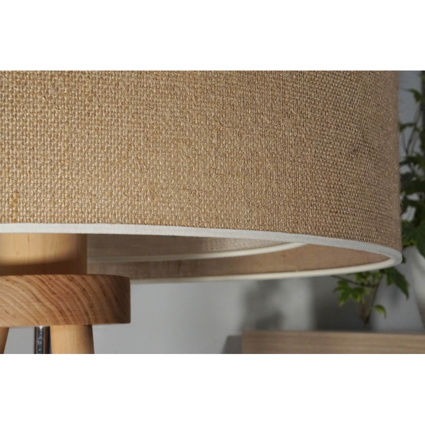 Duolla - Stona lampa YUTE BOHO 1xE27/15W/230V pr. 25 cm braon/kremasta